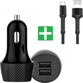 PowerCharge 2.4A Autolader USB Oplader Auto met USB-C Kabel - Sigarettenaansteker Auto Lader Adapter Dubbele USB Poort -Geschikt voor Xiaomi Mi Band/9T/Mix/Note 10 Lite / Mi Fit Band / PocoPh