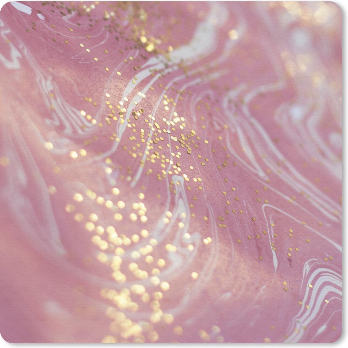 Muismat 30x30 cm - Mousepad Marmer - Roze - Glitter - Wit - Muismatten