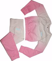 Ensemble sportswear AGYM pour femme, tenue fitness leggings + haut de sport rose/beige