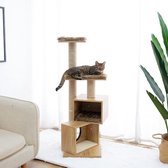 Luxe krabpaal van hout "124CM" - zeer stabiele uitvoering - houten krabpaal - krabpaal