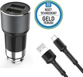 PowerIQ 3.6A Autolader USB Oplader Auto met USB-C Kabel - Sigarettenaansteker Auto Lader Adapter Dubbele USB Poort -Geschikt voor Nokia 4.2/4.3/5.1/5.2/5.3/5.4/6/6.1/6.2/6.3/7/7.1/7.2/Lumia/N