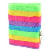 Fluffy dagboek met slot regenboog/rainbow