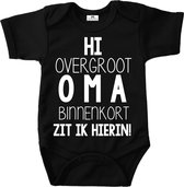 Rompertje baby met tekst-hi overgroot oma binnenkort zit ik hierin-bekendmaking zwangerschap overgroot oma-Maat 68