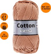 Lammy yarns Cotton eight 8/4 dun katoen garen - bruin (054) - pendikte 2,5 a 3mm - 5 bollen van 50 gram