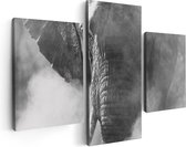 Artaza - Triptyque de peinture sur toile - Tête d'éléphant - Éléphant - Zwart Wit - 90x60 - Photo sur toile - Impression sur toile