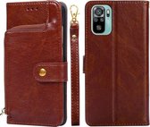 Ritstas PU + TPU Horizontale Flip Leren Case met Houder & Kaartsleuf & Portemonnee & Lanyard Voor Xiaomi Redmi Note 10 4G / Note 10S (Bruin)