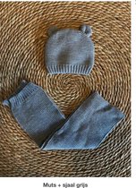 Sarlini muts + sjaal grijs melange 0-6 maanden