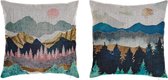 Kussen DKD Home Decor Landschap Multicolour Polyester (2 pcs) (45 x 10 x 45 cm)