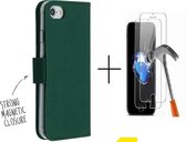 GSMNed - Wallet Softcase iPhone 7/8 Plus groen – hoogwaardig leren bookcase groen -Booktype voor iPhone 7/8 Plus - met screenprotector iPhone 7/8 Plus