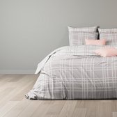 Mistral Home - Dekbedovertrek - 100% gerecycleerd katoen flanel - 200x200 cm - 2 kussenslopen - Double check - Grijs