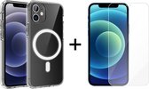 iPhone 12 Mini hoesje magnetisch siliconen transparant case - hoesje iPhone 12 Mini - 1x iPhone 12 Mini Screenprotector
