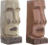 Grondlegger DKD Home Decor Gezicht Beige Hars Terra cotta (2 pcs) (14.5 x 15.5 x 39 cm)