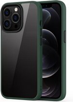 Ming Shield Hybrid Frosted transparante pc + TPU krasvast schokbestendig hoesje voor iPhone 13 Pro (diepgroen)