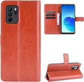 Voor OPPO Reno6 Z Crazy Horse Textuur Horizontale Flip Lederen Case met Houder & Kaartsleuven & Lanyard (Bruin)