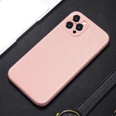 Nauwkeurige gat gevlochten nylon warmteafvoer PC + TPU beschermhoes voor iPhone 11 Pro (roze)