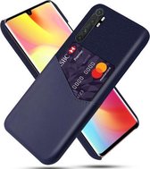 Voor Xiaomi Mi Note 10 Lite Doek Textuur PC + PU Lederen Achterkant Schokbestendig Hoesje met Kaartsleuf (Blauw)