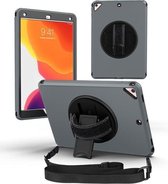 360 graden rotatie draaitafel Robot schokbestendig TPU + pc-beschermhoes met houder en handgreepriem en schouderriem voor iPad Pro 10.5 (grijs zwart)