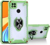 Matte TPU + PC magnetische schokbestendige hoes met ringhouder voor Xiaomi Redmi 9C (grasgroen)