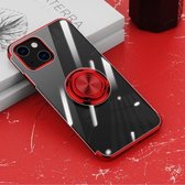 Galvaniserende siliconen schokbestendige hoes met ringhouder voor iPhone 13 Pro (rood)