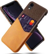 Doektextuur PC + PU-lederen achterkant Schokbestendig hoesje met kaartsleuf voor iPhone XR (oranje)