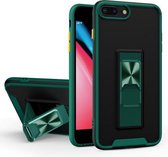 Dual-color Skin Feel TPU + PC Magnetische schokbestendige hoes met onzichtbare houder voor iPhone 8 Plus / 7 Plus (donkergroen)