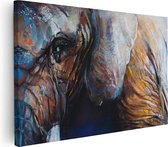 Artaza Canvas Schilderij Getekende Olifant Van Dichtbij - Abstract - 120x80 - Groot - Foto Op Canvas - Wanddecoratie Woonkamer