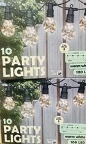 2x Tuinverlichting - Lichtsnoer - 10 lampen - Warm wit kleur led - Party lights - 4 meter - 7 cm bulbs - Sfeerverlichting buiten