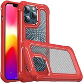 Apple iPhone 13 Pro Hoesje Volledig Schokbestendig Carbon Cover Rood