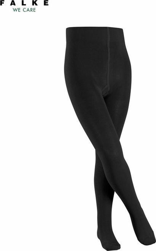 Zwarte, effen Falke panty 'Family dun' voor kinderen, maat 122-128.