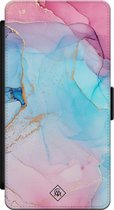 Samsung S21 bookcase leer hoesje - Marmer blauw roze