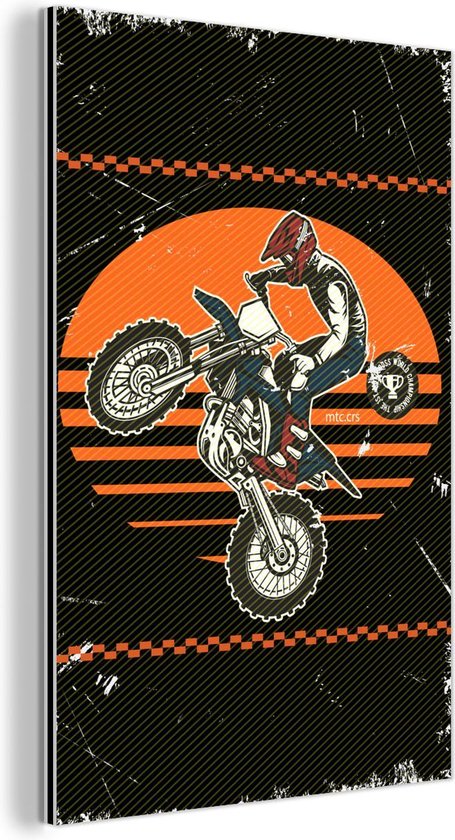 Décoration murale Métal - Peinture Aluminium - Vintage - Moto - Motifs - 40x60 cm - Dibond