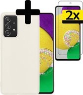 Samsung A52s Hoesje Met 2x Screenprotector - Samsung Galaxy A52s Case Cover - Siliconen Samsung A52s Hoes Met 2x Screenprotector - Wit