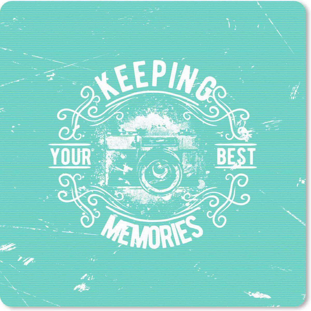 Muismat 20x20 cm - Mousepad Vintage - Camera - Tekst - Muismatten