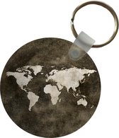 Porte-clés - Wereldkaart - Rétro - Or - Plastique - Rond