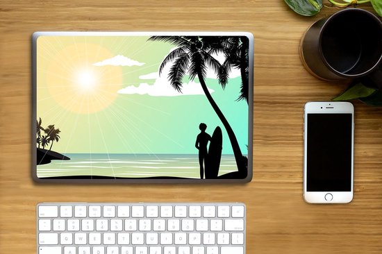 Sticker pour ordinateur portable - 12,3 pouces - Mer - Surf - Soleil - Palmier - 30x22cm - Autocollants pour ordinateur portable - Skin pour ordinateur portable - Housse