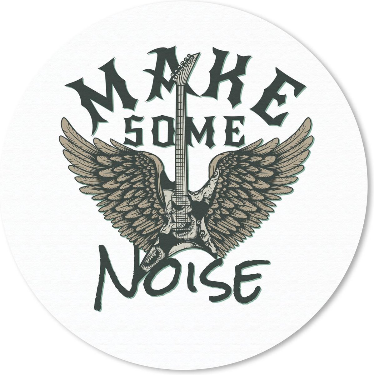 Muismat rond 20x20 cm - Mousepad 'Make some noise' - Spreuken - Vintage - Quotes - Ronde muismatten