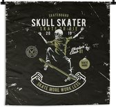 Wandkleed - Wanddoek - Skateboard - Skelet - Vintage - Quote - 180x180 cm - Wandtapijt