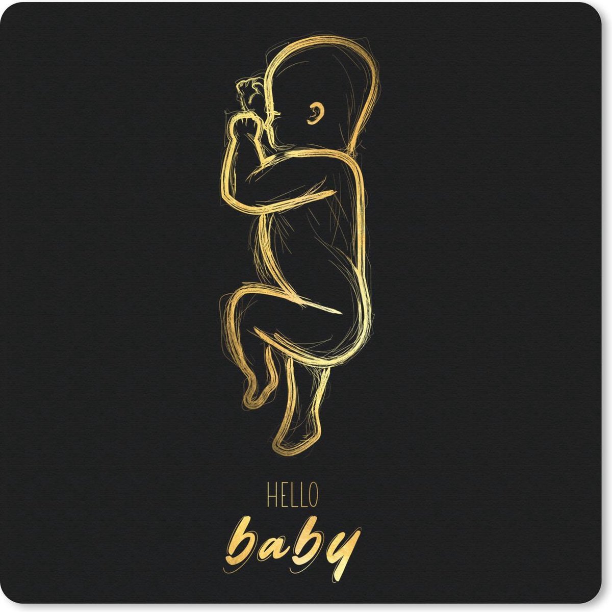 Muismat 30x30 cm - Mousepad Quotes - Hello baby - Goud - Geboorte - Spreuken - Muismatten