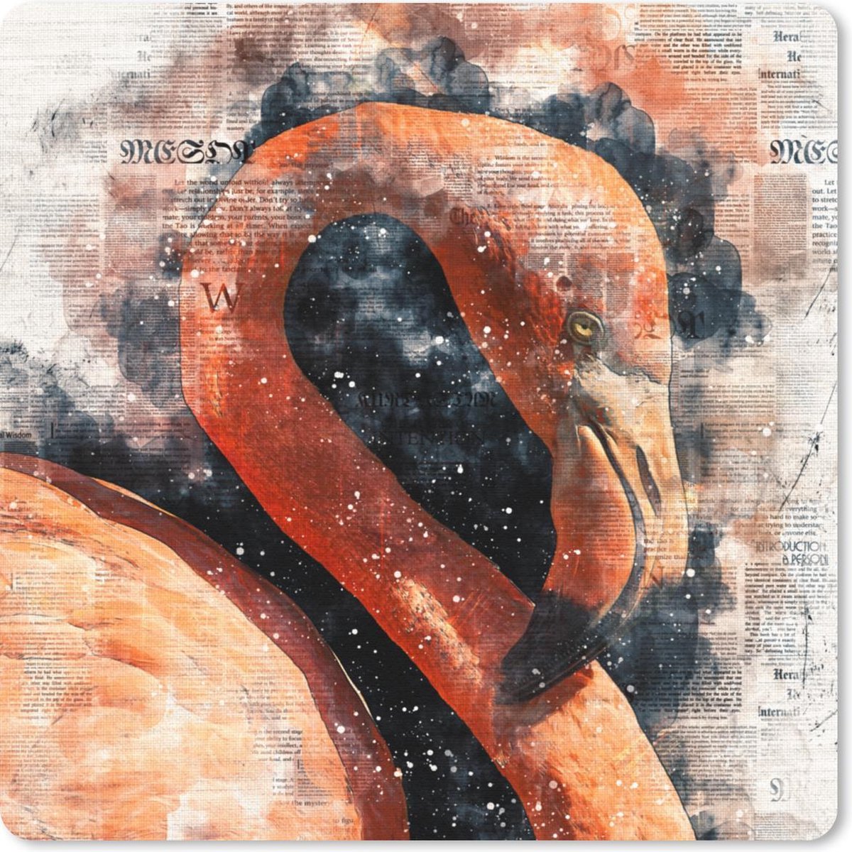 Muismat 30x30 cm - Mousepad Flamingo - Rook - Krant - Muismatten