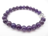 Amethist armband - edelsteen - elastisch - met engel
