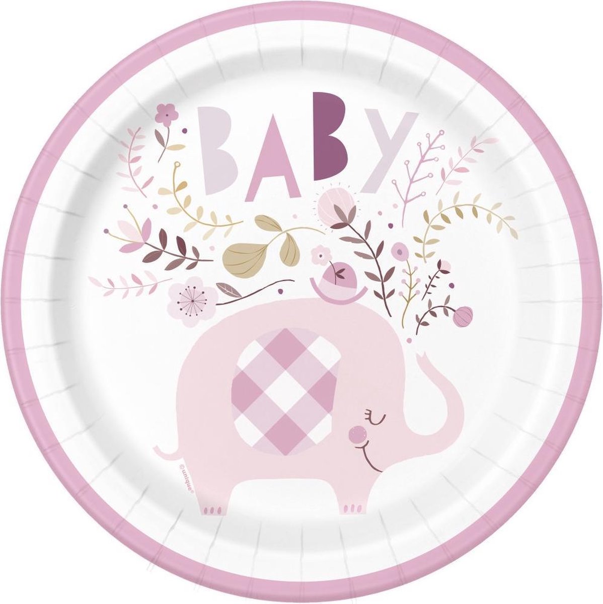 Baby Olifant Borden Bloemen 23cm 8st