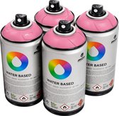 MTN Roze waterbasis spuitverf - Quinacridone Rose - 4 stuks - 300ml lage druk en matte afwerking