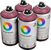 MTN Paarse waterbasis spuitverf - Red Violet - 4 stuks - 300ml lage druk en matte afwerking