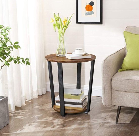 Maison Home table d'appoint petite table basse ronde - marron | bol.com
