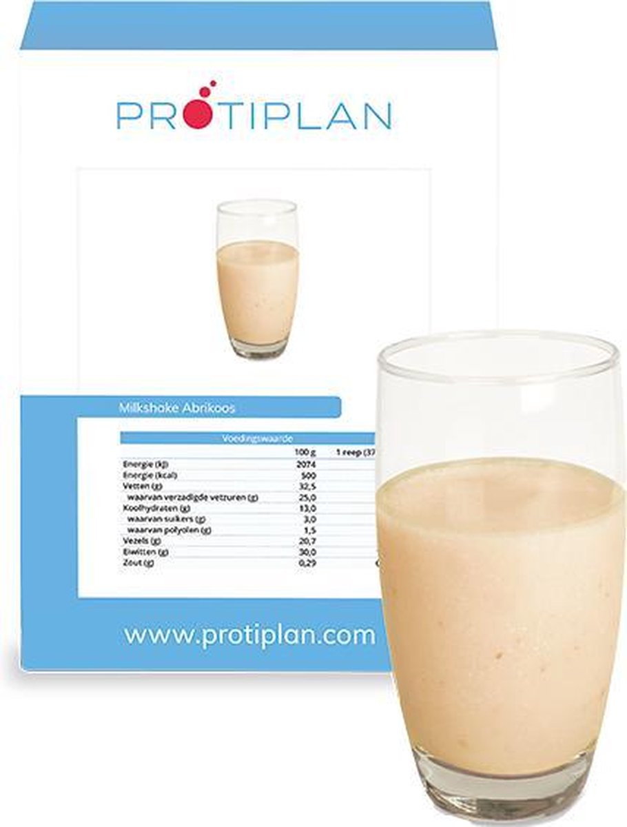 Protiplan | Milkshake Abrikoos | 7 x 25,5 gram | Eiwitdieet | Proteïne shake | Past in een koolhydraatarme levensstijl