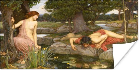 Poster Echo and Narcissus - schilderij van John William Waterhouse - 40x20 cm