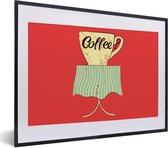 Fotolijst incl. Poster - Coffee? - Spreuken - Koffiekop - Vintage - Quotes - 40x30 cm - Posterlijst