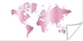 Wereldkaart Muur - Wereldkaart - Roze - Schilderij - 40x20 cm - Poster