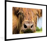 Fotolijst incl. Poster - Schotse Hooglander - Koeienkop - Close Up - 80x60 cm - Posterlijst