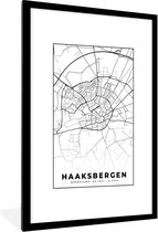 Fotolijst incl. Poster - Kaart - Haaksbergen - Zwart - Wit - 80x120 cm - Posterlijst